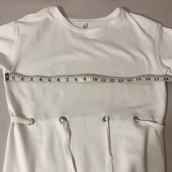 Fabletics White Odin Short Sleeve Sport Sweater Dress with Lace Tie Waist XS - Picture 8 of 9
